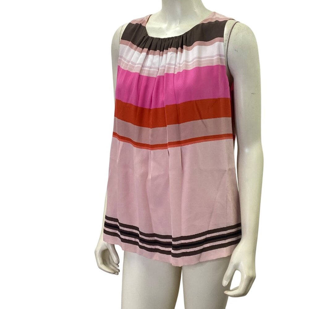 Classiques Entier A Telier Pleated Front Silk Sleeveless Blouse Md